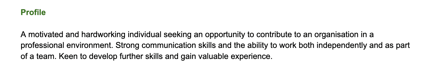 Generic CV profile section