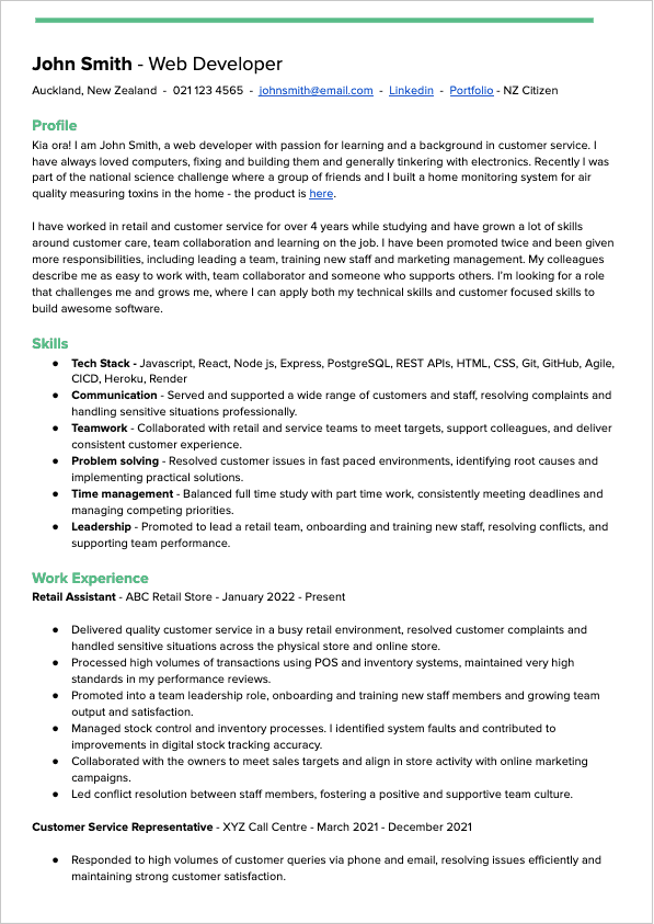 The strategic CV, page one