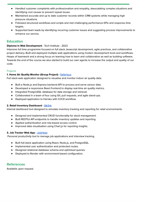 The strategic CV, page two